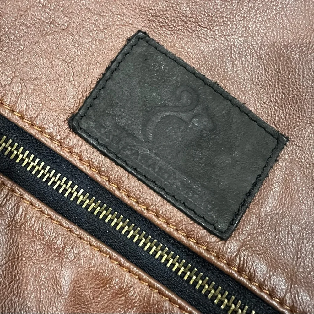 Handmade Brown‎ Leather Tote Bag with Black Tassel